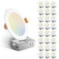 thumbnail image 1 of 24 Pack 6 Inch 5CCT Ultra-Thin LED Recessed Ceiling Light with Junction Box, Dimmable Canless Wafer Downlight, 12W, 1050LM Brightness, ETL&FCC, 1 of 9