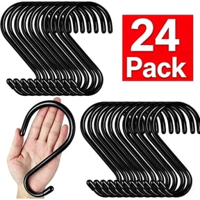 24 Pack 6 Inch Heavy Duty S Hooks, 7mm Thick Non-Slip Vinyl Rubber Coated Black Metal S Hooks for Plants, Closet Organizer, Bird Feeders, Kitchen Utensils, Heavy Items, Tools and Bikes