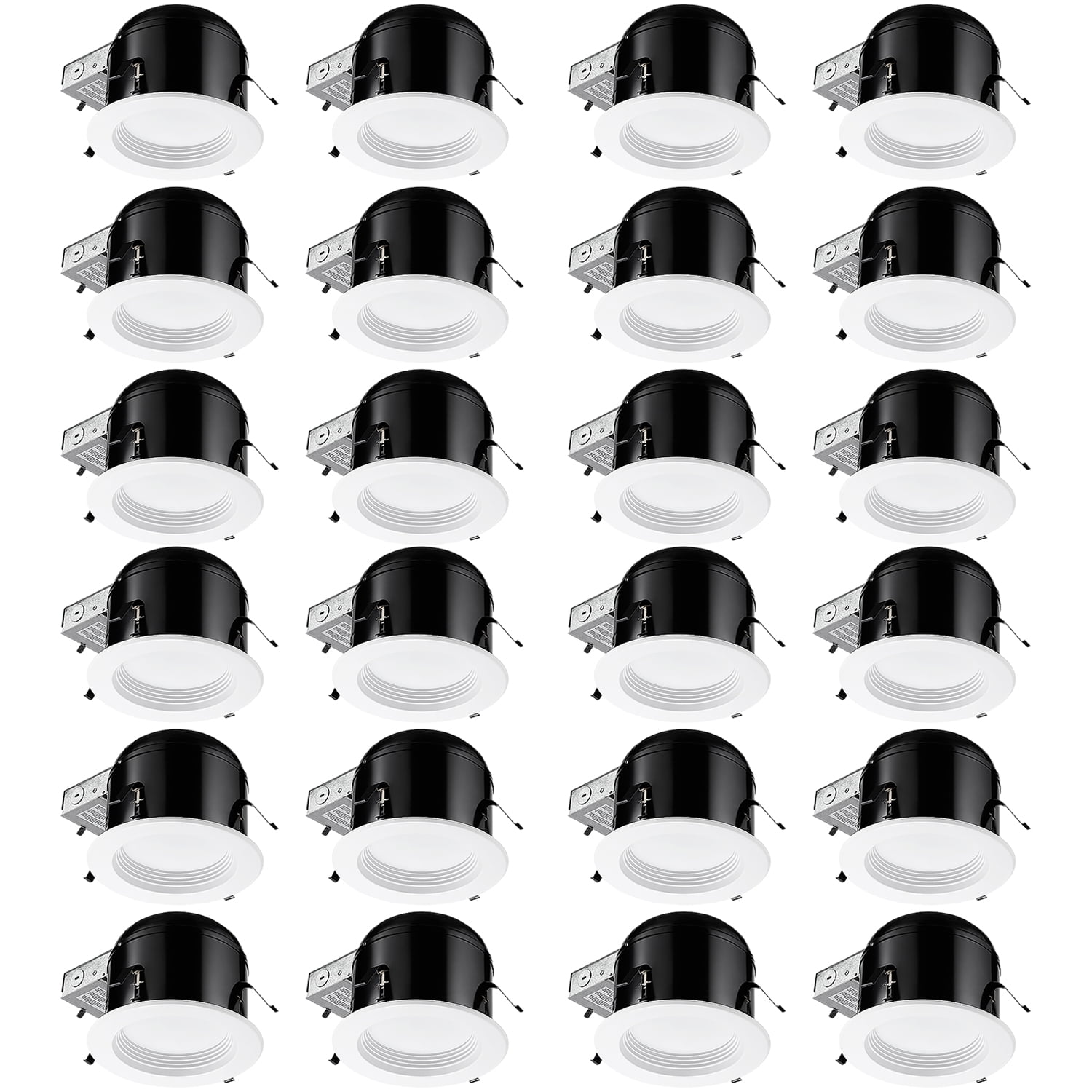 24 Pack 6" LED Dimmable Baffle Recessed Downlight, Retrofit Recessed Lighting Kit, 3000K Warm White