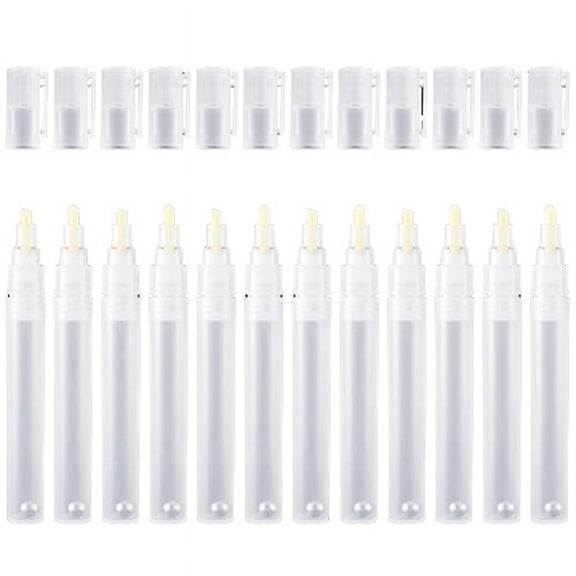 24 Pack 6 mm 3 mm Empty Fillable Blank Paint Touch Up Pen Markers Round Tilted Pai plastic6387