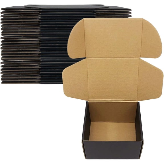 24 Pack 6x5x4 Inches Shipping BoxesBlack 3 Layers Corrugated Cardboard Box, Mailer Boxes for Packaging Small Business Mailing Gifts Digest Giving Products Wrap with Lids (6''x5''x4'')