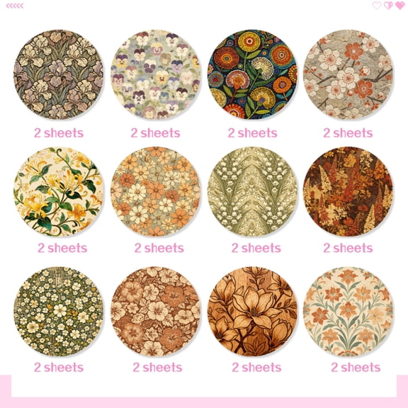 24 Pack 6x6 Inch All Season Floral Craft Paper, Year-Round Use Flower Pattern Paper for DIY Cutting, Decoration, Journaling