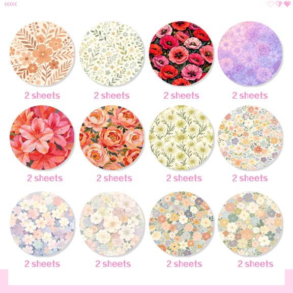 24 Pack 6x6 Inch Cutting Specific Floral Craft Paper, Sharp Cut Friendly Flower Pattern Paper for DIY Handmade Cutting, Decoration