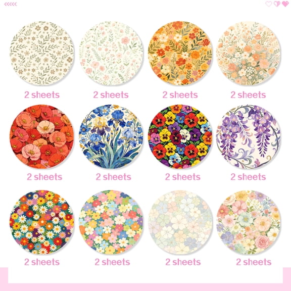 24 Pack 6x6 Inch Lightweight Floral Craft Paper, Thin Flexible Flower Pattern Paper for DIY Handicrafts, Journaling, Gift Wrapping