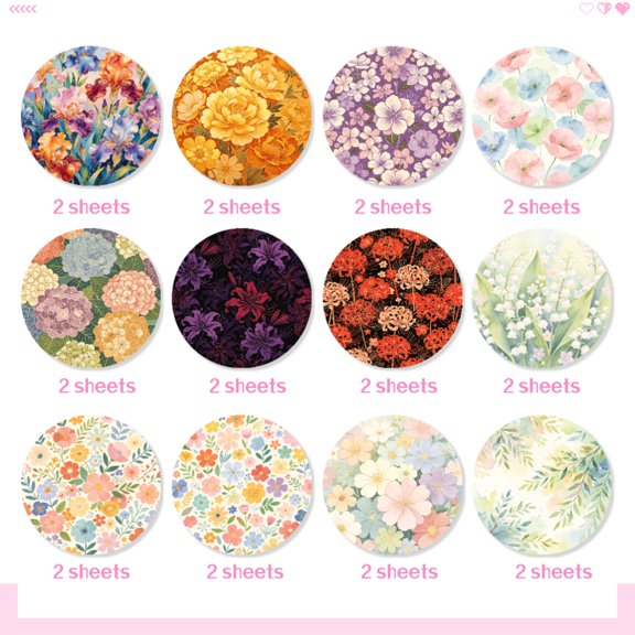 24 Pack 6x6 Inch Scrapbooking Specific Floral Craft Paper, Ideal for Photo Album, Scrapbook Pages, Decoration