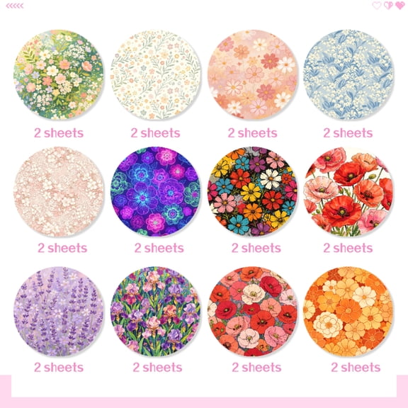 24 Pack 6x6 Inch Winter Floral Craft Paper, Cozy Winter Flower Pattern Paper for DIY Handicrafts, Journaling, Gift Wrapping