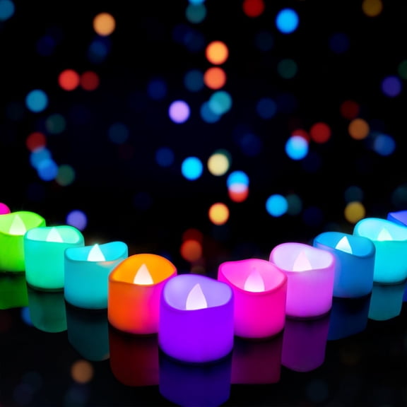 24-Pack 7-Color Changing Flameless Tea Light Candles, 200+ Hours
