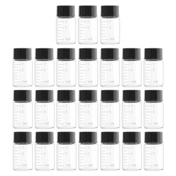 24 Pack 7ml Clear Glass Sample Vials Empty Glass Bottles with Screw Cap Lab Liquid Sampling Bottles for Chemistry Lab Chemicals