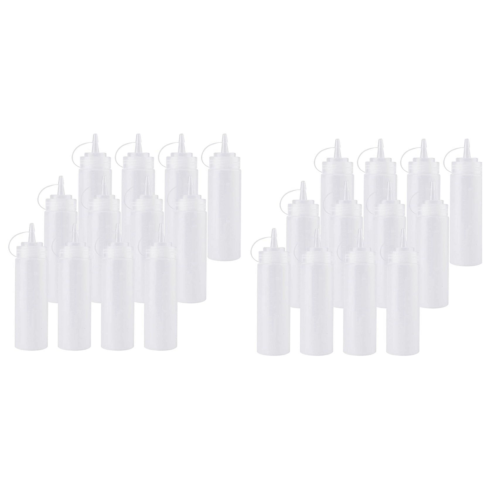 24 Pack 8 Oz Squeeze Squirt Condiment Bottles with Twist on Cap Lids for Sauce, Ketchup, BBQ, Dressing, Paint