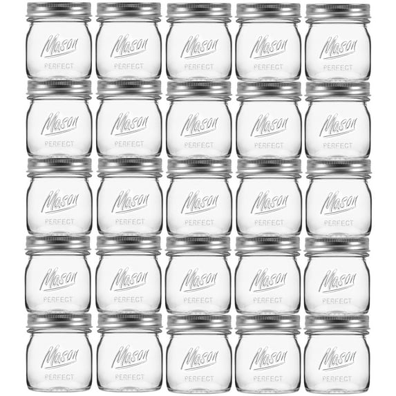 24 Pack 8 oz Mason Jars with Regular Lids - Mini Glass Clear Mason Jars, Small Half Pint Canning Jars with Airtight Lids for Jam, Honey, Baby Foods, Overnight Oats, Party Favors