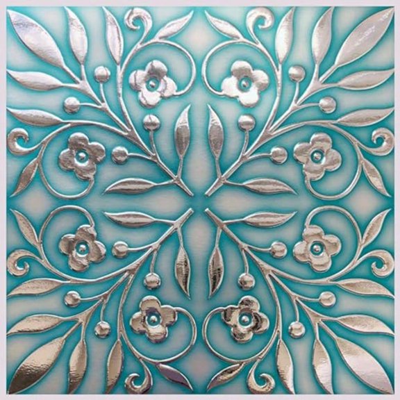 24-Pack of 8 x8 Peel and Stick Backsplash Wallpaper Tiles Teal and Sier Leaves Design Removable Self Adhesive Wall Tiles for Kitchen Renter-Friendly Your Home and DIY Projects