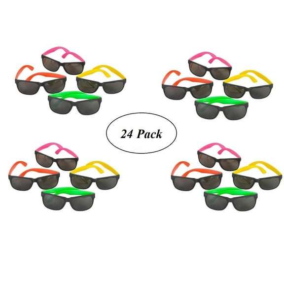 24 Pack 80's Style Neon Party Sunglasses - Fun Gift, Party Favors, Party Toys, Goody Bag Favors