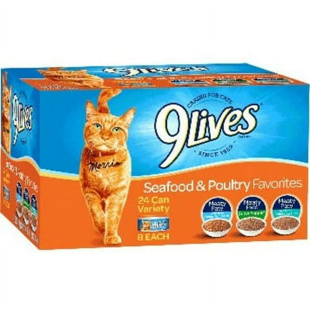 (24 Pack) 9Lives Seafood and Poultry Favorites Wet Cat Food Variety