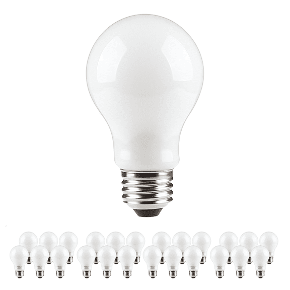 24 Pack 9W LED Dimmable A19 Frosted Glass Filament Light Bulb, 60W Equivalent Decorative Milky Light Bulb with E26 Base, UL & Energy Star Listed, 5000K Clear White, 300° Beam Angle