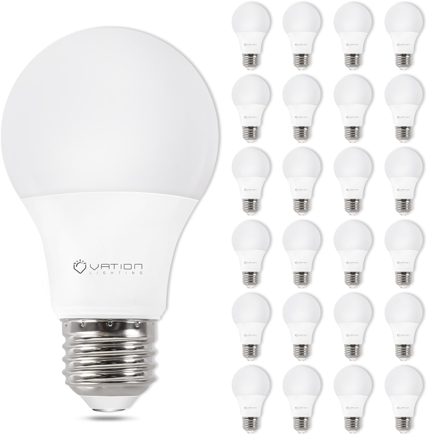 24 Pack A19 LED Light Bulb Daylight 5000K Bulbs, 60 Watt Equivalent, Efficient 8.5 Watt, 800 Lumens, E26 Medium Base, Non-Dimmable, ETL/UL Listed