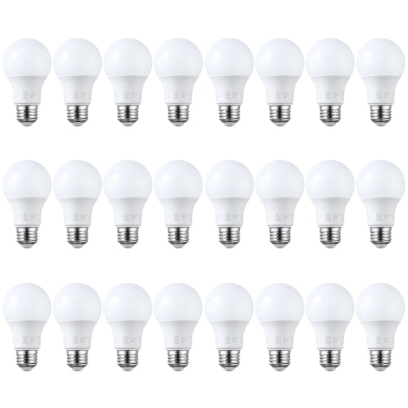 24 Pack A19 LED Light Bulbs 60W Equivalent, UL Listed, Dimmable, 5000K Daylight, E26 Standard Base, Flicker Free