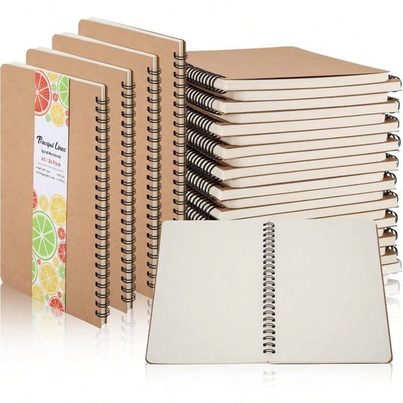 24 Pack A5 Spiral NotebookSoft Cover Blank Sketch WireBound Journal Notebook 120 Pages Unlined Paper Diary Notebook For Office Business School Supplies