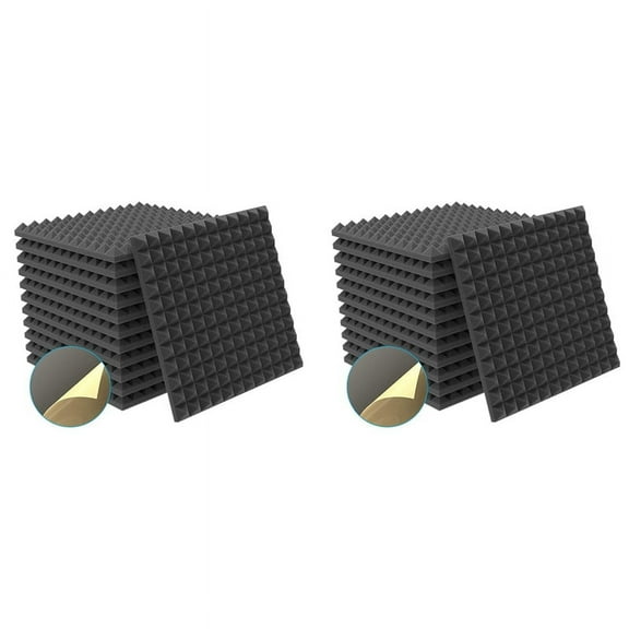 24 Pack Acoustic Foam Self-Adhesive Pyramid Foam,Sound Insulation Sound Absorber for Studio, Office, Study, Home