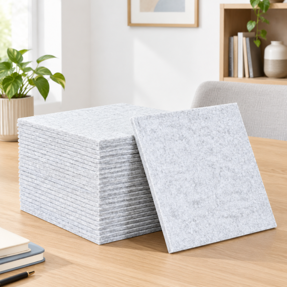 24 Pack Acoustic Wall Panels 11.8 X 11.8 0.4 In Peel-and-stick Pet Felt Sound Absorbing 24 Sq Ft Decorative Echo Reducing Tiles F