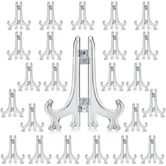 24 Pack Acrylic Easel Set, Card Display Stand, Mini Easels for Sports Trading Cards, Baseball, Photos, Collectables (3 in)