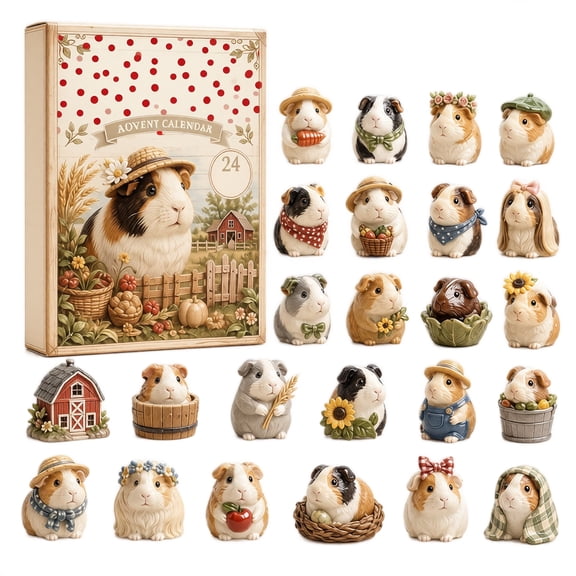 24 Pack Acrylic Farm Guinea Pig Blind Box, Cute Animal Figurines for Student Advent Calendar, Christmas Gifts 24 Pcs