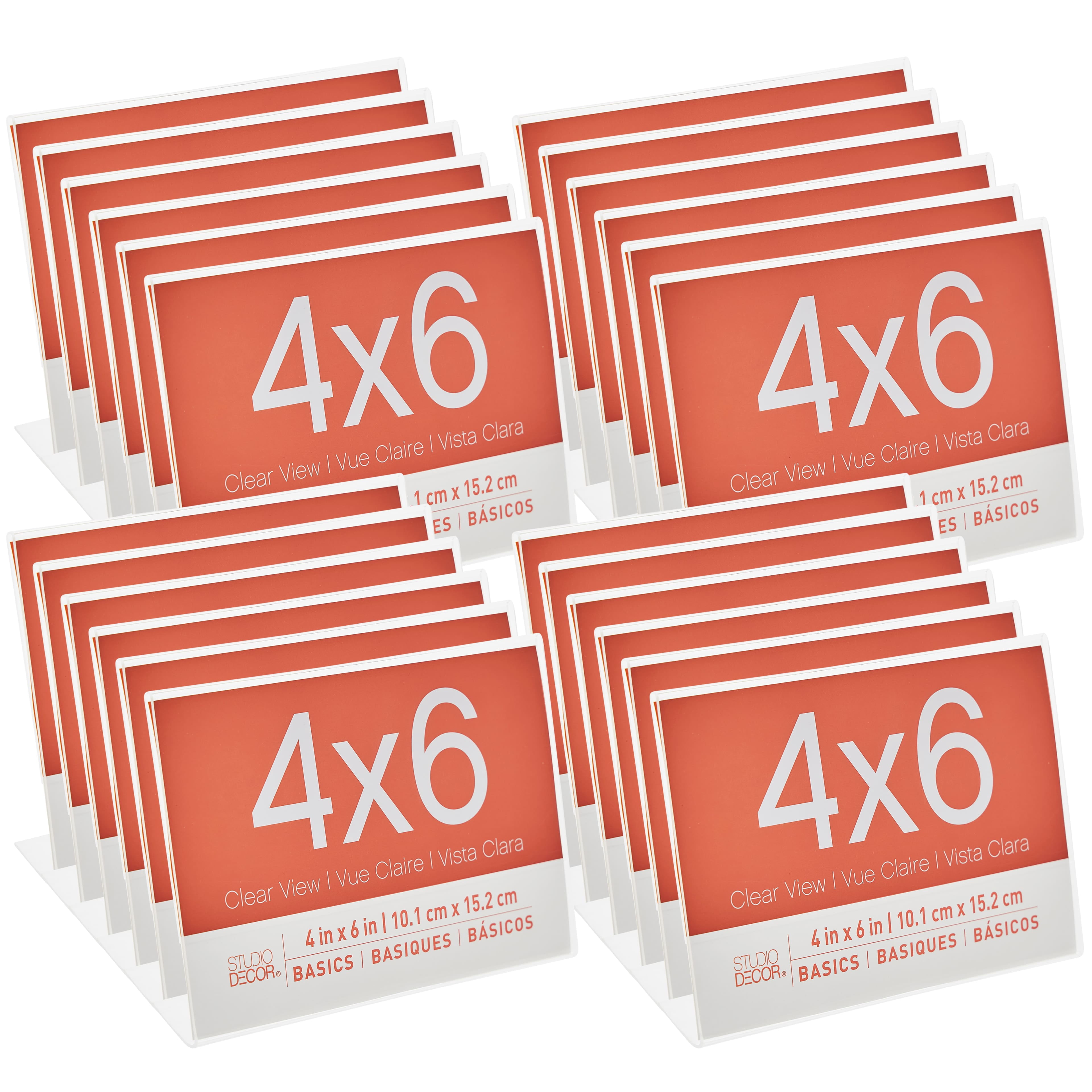 Studio Decor Acrylic Horizontal Bent 4" x 6" Frame, Basics, 24 Pack