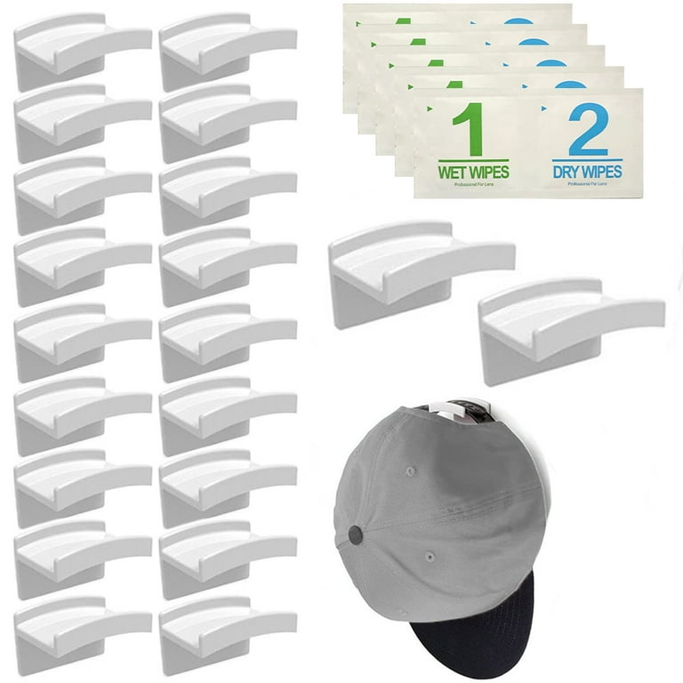 24 Pack Adhesive Hat Hooks for Wall Mounted Minimalist Hat Rack