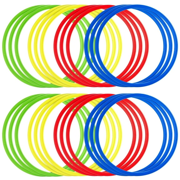 Juvale Agility Rings for Training - 24-Pack, 15.75-Inch, Red, Yellow, Blue & Green - Speed Agility Training Rings & Hula Hoops Bulk for Soccer & Football & Footwork Drills
