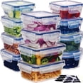 thumbnail image 1 of 24-Pack Airtight Food Storage Container Set With Easy Snap Lock Lids - BPA-Free Plastic Containers For Picnics With 12 Boxes and 12 Lids, Camping, Office, And School, 1 of 10
