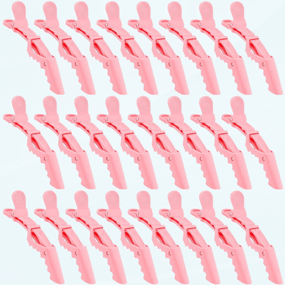 24 Pack Alligator Hair Clips for Styling Sectioning, Pink Salon Pro Hair Clips for Barber Clips for Hair Coloring, Cutting, Sectioning Big Gator Cutting Hair Clips Salon Alligator Clips