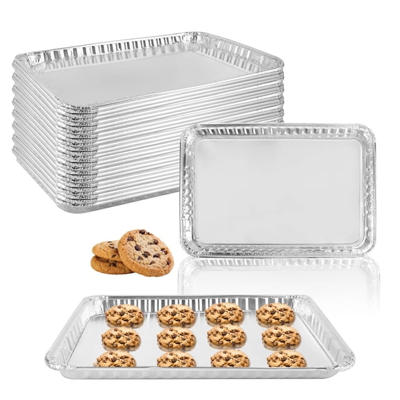 24 Pack Aluminum Disposable Cookie Sheets, Baking and Roasting Foil Grilling Pans