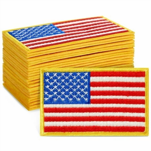 24 Pack American Flag Iron On Patches For Applique Clothing Backpacks Vest Hats