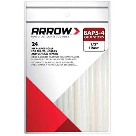 24 Pack Arrow Fastener BAP5-4 4" x 1/2" All Purpose Clear Hot Melt Glue Sticks 24 per Package
