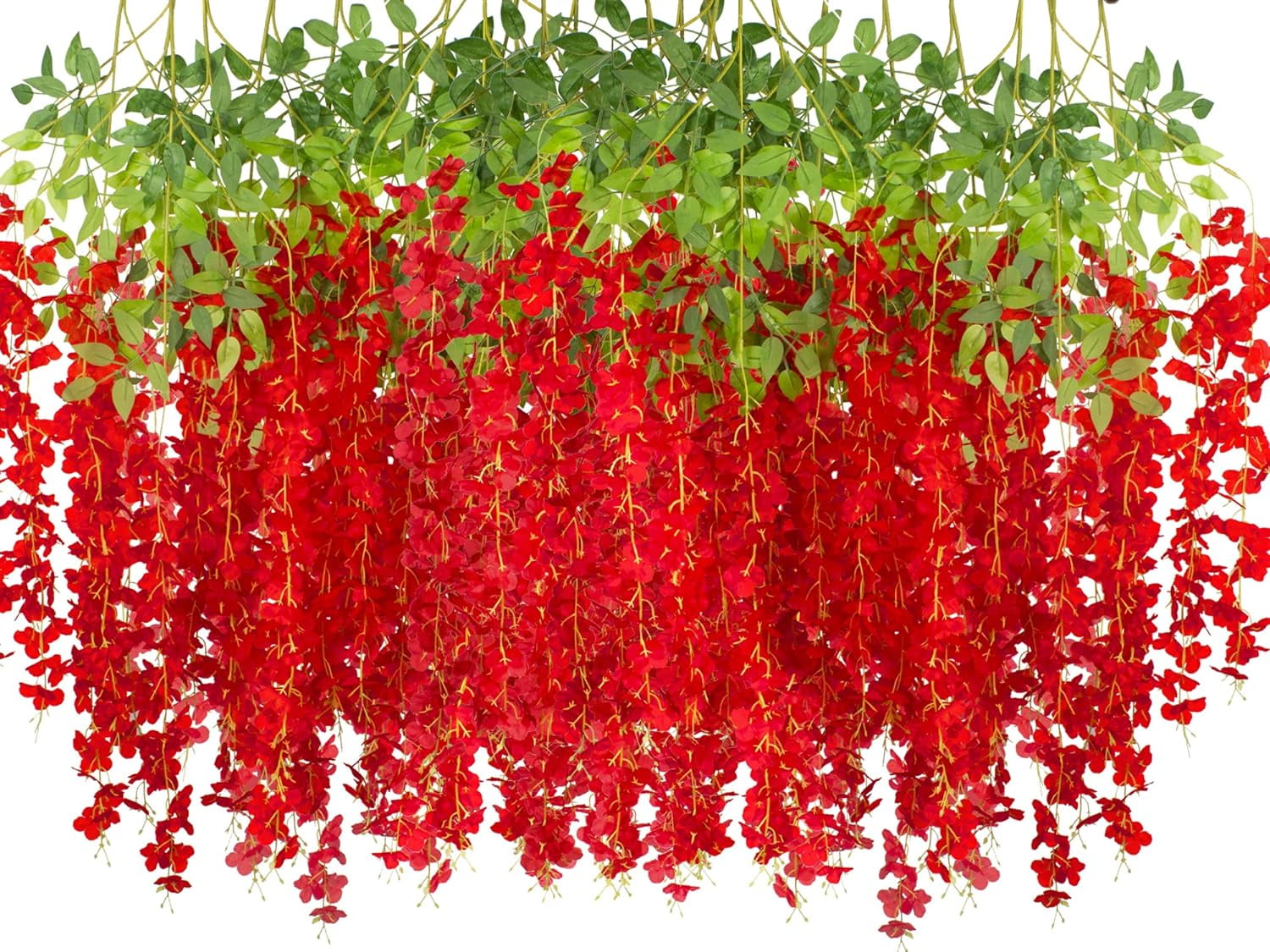 24 Pack Artificial Fake Wisteria Vine Ratta (3.75 Feet) Hanging Garland Silk Flowers String Home Party Wedding Decor(Purple)