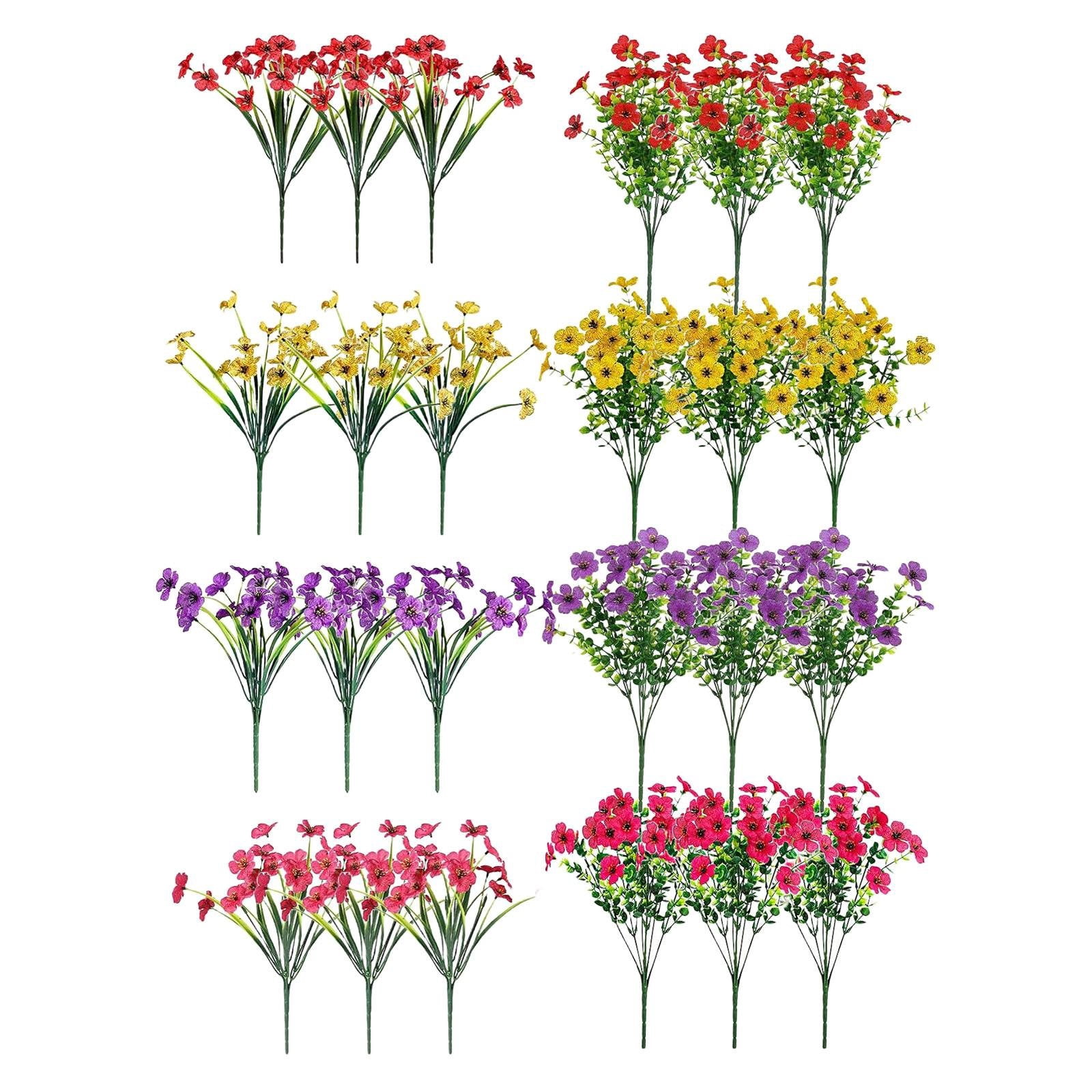 24 Pack Artificial Flowers 18" Long, Red Yellow Purple Pink Faux Plants for Indoor Outdoor Decor, DIY Garland Making, Fade Resistant Fake Flowers