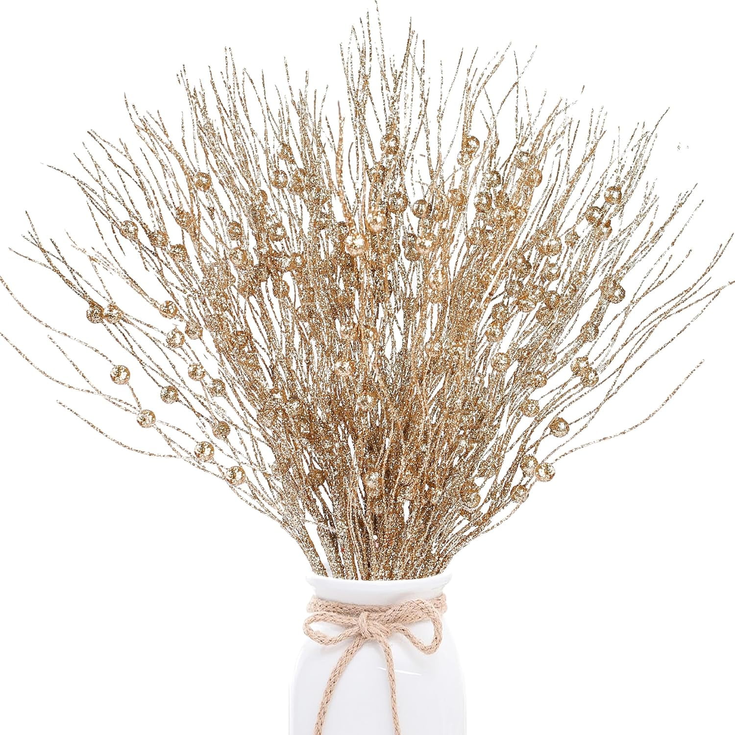 24 Pack Artificial Glitter Berry Stem Ornaments 17 Inches Fake Christmas Picks Decorative Glitter Sticks for Christmas Tree DIY Wreath Crafts Gift Fireplace Holiday Home Decor (Pink)