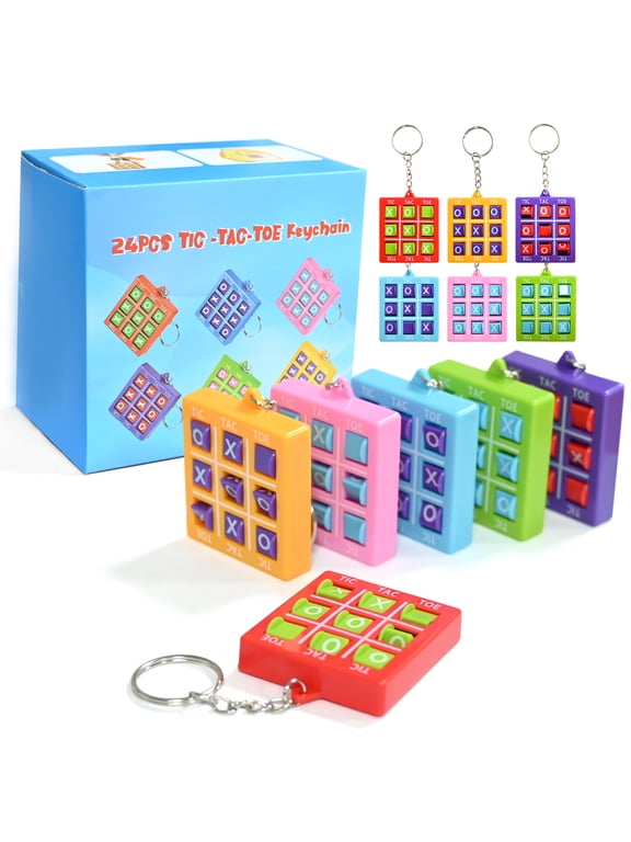 24 Pack Tic Tac Toe Keychain Toys the Ultimate Goodie Bag Stuffers Party Favors for Kids Bulk Classroom Prizes Birthday Fun for Boys Girls
