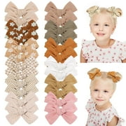 24 Pack Baby Girl Hair Clips Set, Hair Bows Barrettes Handmade Accessories Alligator Clip for Babies Infant Toddlers Kids in Pairs