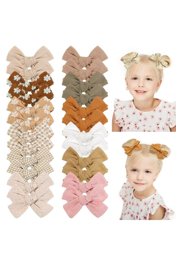 24 Pack Baby Girl Hair Clips Set, Hair Bows Barrettes Handmade Accessories Alligator Clip for Babies Infant Toddlers Kids in Pairs