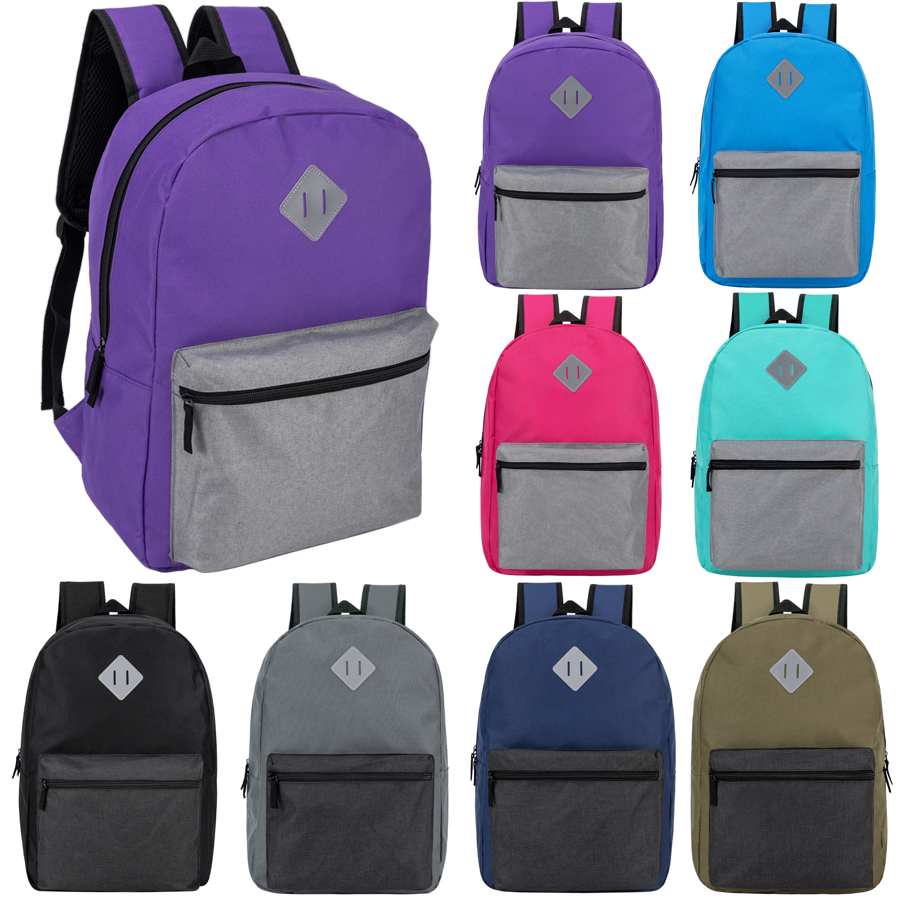 24-Pack Backpacks for Kids - Backpacks in Bulk for Elementary, Middle, and High School Students (17", Stone Wash)