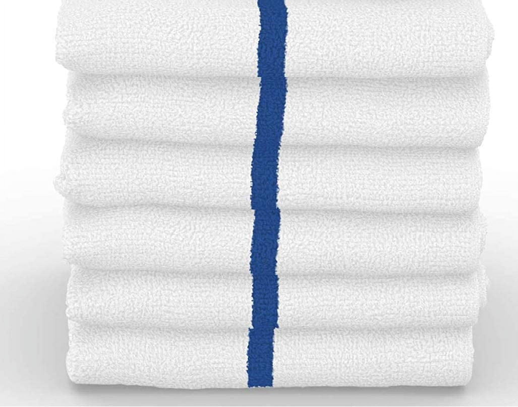 24 Pack Bar Mop Towels, 16x19 Kitchen Cleaning Towels, 30oz Commercial Bar Mop Towels, Restaurant Cleaning Towels Reusable Cotton, Blue Stripe by Towels N More