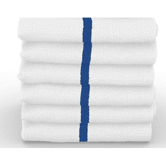 24 Pack Bar Mop Towels, 16x19 Kitchen Cleaning Towels, 30oz Commercial Bar Mop Towels, Restaurant Cleaning Towels Reusable Cotton, Blue Stripe by Towels N More
