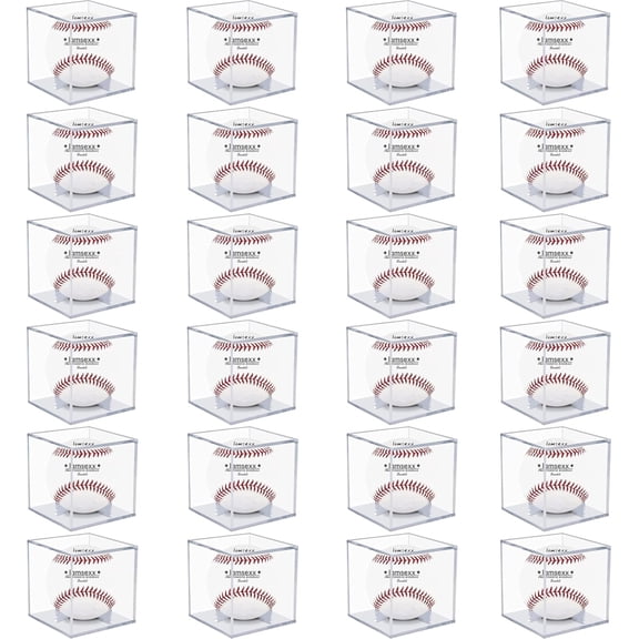24 Pack Baseball Display Case, UV Protected Acrylic Boxes for Display,Clear Display Case Baseball Cube Memorabilia Showcase Autograph Ball Protector…