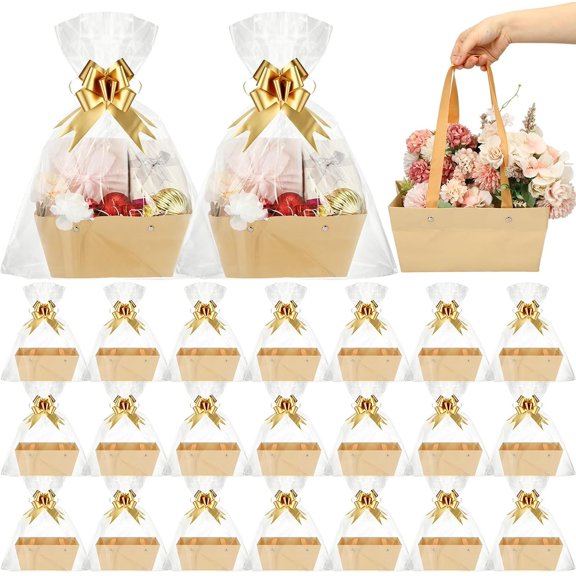 24 Pack Baskets for Gifts Empty Bulk Baskets, Khaki