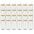 thumbnail image 1 of 24 Pack Beer Glass Cups with Bamboo Lids and Glass Straws Beer Can Shaped Drinking Glasses Cups 16oz, 1 of 7