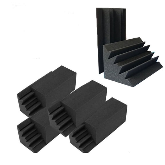 24 Pack Black Acoustic Foam Bass Trap Studio Home Soundproofing Corner Wall Tiles 4.6 in X 4.6 in X 9.5in
