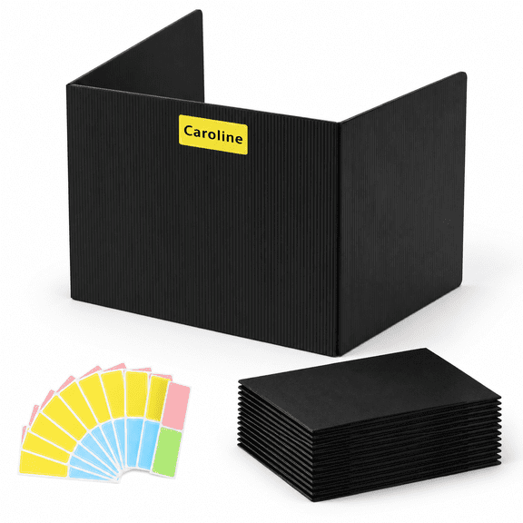 24 Pack Black Corrugated Plastic Desk Dividers for Classroom Office Students