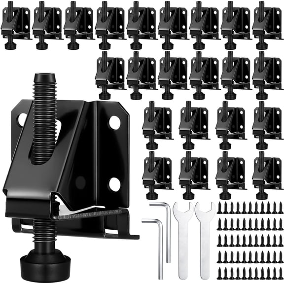 24 Pack Black Heavy Duty Leveling Feet For Workbench Furniture Table Cabinets Adjustable Height With Screws And Wrench