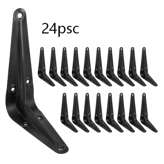 24 Pack Black Metal Shelf Brackets 4 x 3 Inch, Heavy Duty L Brackets for Shelves, 60 lbs per Pair