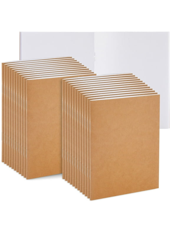 24 Pack Blank Journals Bulk Set, Small Kraft Paper Notebooks, Sketchbooks for Kids, Students to Write Stories (4x6 In)